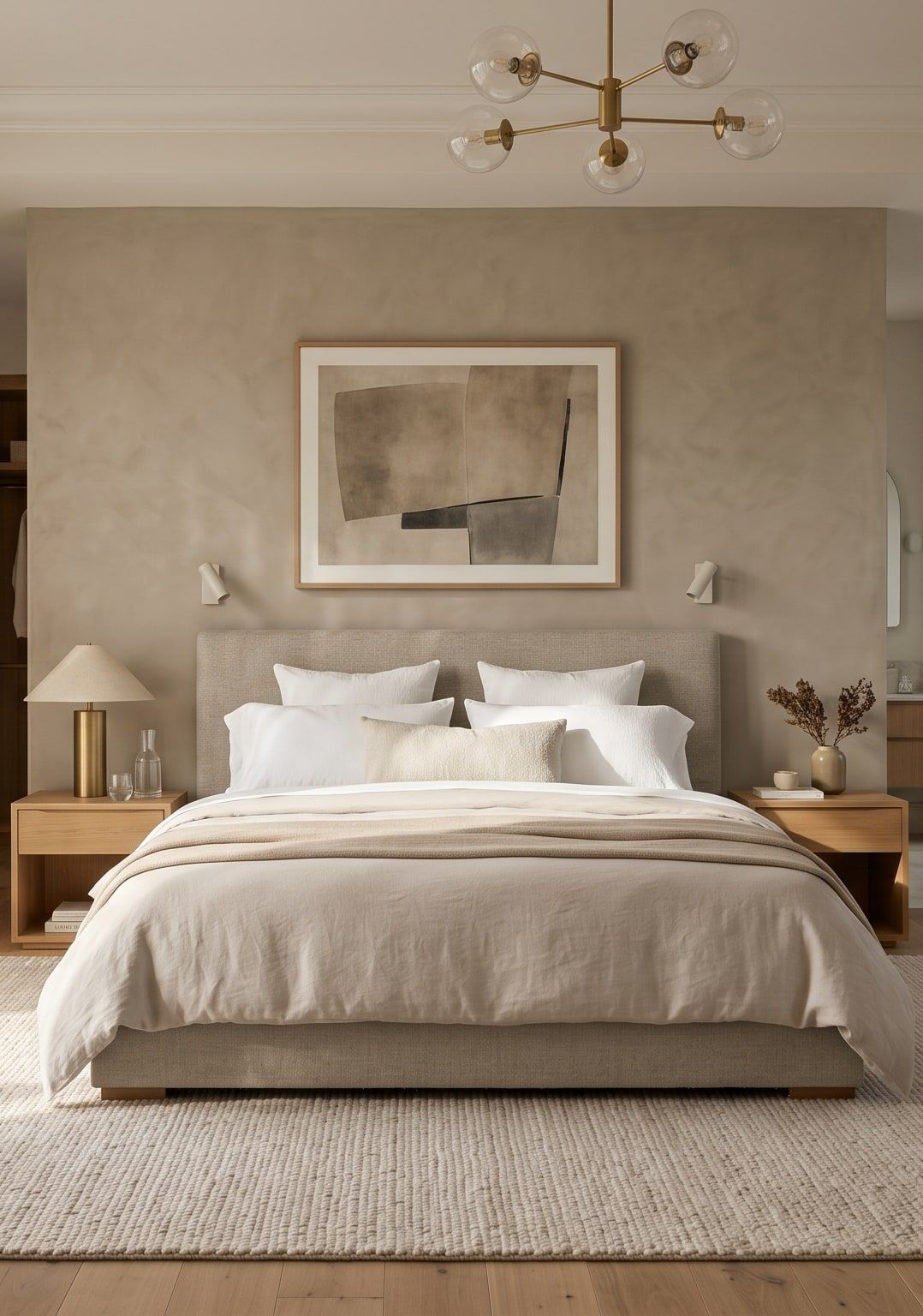 Custom home bedroom with warm natural light